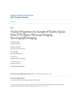 Nuclear Properties of a Sample of Nearby Spirals from STIS [Space Telescope Imaging Spectrograph] Imaging Claudia Scarlata Universita Di Padova