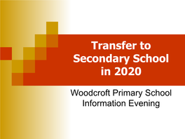 Transfer to Secondary School in 2020