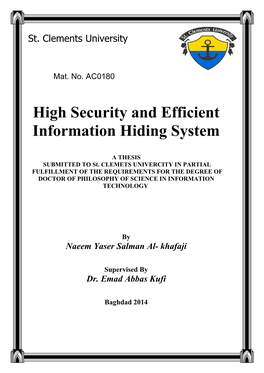 High Security and Efficient Information Hiding System