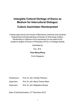 Intangible Cultural Heritage of Dance As Medium for Intercultural Dialogue: Culture Assimilator Reinterpreted