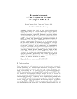 A First Large-Scale Analysis on Usage of MTA-STS