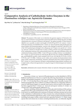 Comparative Analysis of Carbohydrate Active Enzymes in the Flammulina Velutipes Var