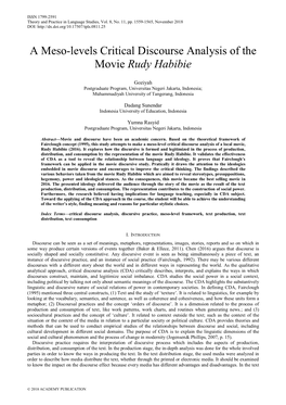 A Meso-Levels Critical Discourse Analysis of the Movie Rudy Habibie