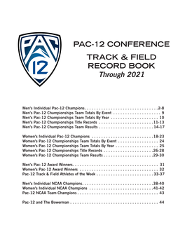 PAC-12 CONFERENCE TRACK & FIELD RECORD BOOK Through 2021
