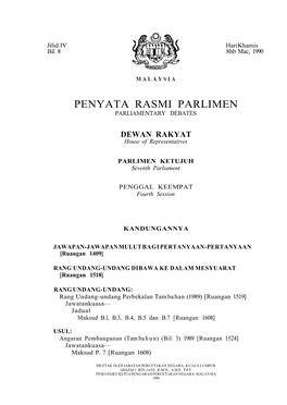 Penyata Rasmi Parlimen Parliamentary Debates