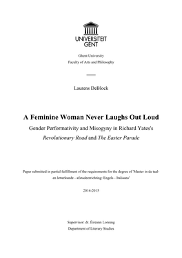 A Feminine Woman Never Laughs out Loud Gender Performativity and Misogyny in Richard Yates's Revolutionary Road and the Easter Parade