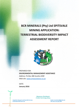 Bcr Minerals Terrestrial Biodiversity Assessment