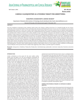 Cardiac Calsequestrin As a Possible Target for Arrhythmia