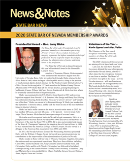 State Bar News 2020 State Bar of Nevada Membership Awards