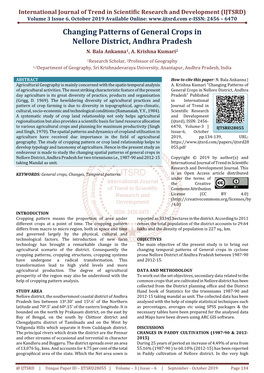 20 Changing Patterns of General Crops in Nellore District, Andhra