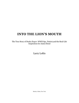 Into the Lion's Mouth