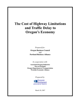 The Cost of Highway Limitations and Traffic Delay to Oregon's Economy