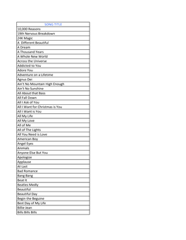 SONG TITLE 10,000 Reasons 19Th Nervous Breakdown 24K Magic a Different Beautiful a Dream a Thousand Years a Whole New World