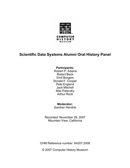 Scientific Data Systems Alumni Oral History Panel