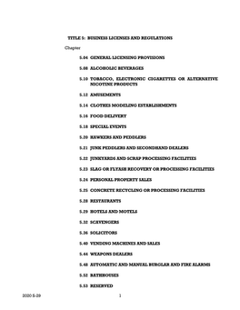 Title 5. Business Licenses and Regulations (PDF)