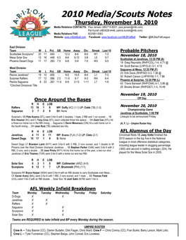 2010 Media/Scouts Notes