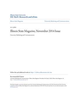Illinois State Magazine, November 2014 Issue University Marketing and Communications
