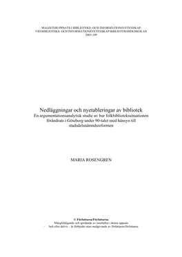 Nedläggningar Och Nyetableringar Av Bibliotek