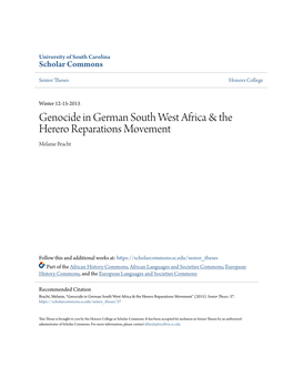 Genocide in German South West Africa & the Herero Reparations