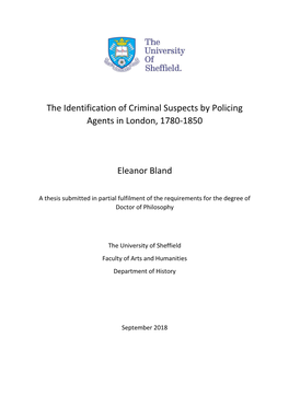 The Identification of Criminal Suspects by Policing Agents in London, 1780-1850