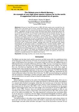 The Skibotn Area in North Norway − an Example of Very High Lichen Species Richness Far to the North: a Supplement with an Annotated List of Species