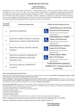 Obwieszczenie Wójta Gminy Brzuze