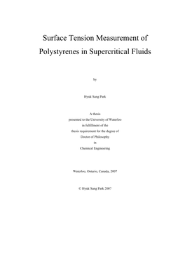 Surface Tension Measurement of Polystyrenes in Supercritical Fluids