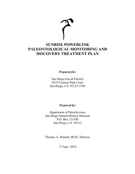 Final Paleontological Monitoring Treatment Plan 061710.Pdf