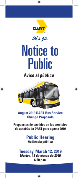 Notice to Public Aviso Al Público