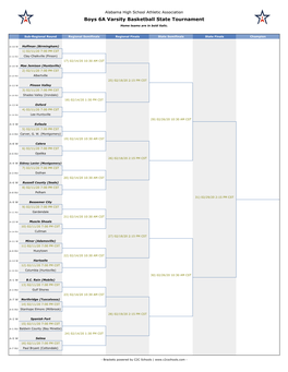 Boys 6A Varsity Basketball State Tournament Home Teams Are in Bold Italic