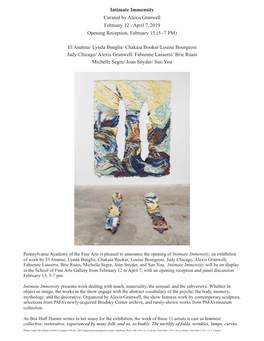 PAFA Intimate Immensity Press Release