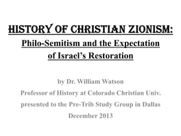 Philo-Semitism and the Expectation of a Restoration of Israel in 16Th, 17Th