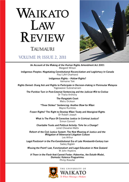 Waikato Law Review Taumauri Volume 19, Issue 2, 2011