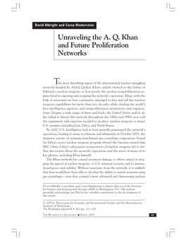 Unraveling the A. Q. Khan and Future Proliferation Networks