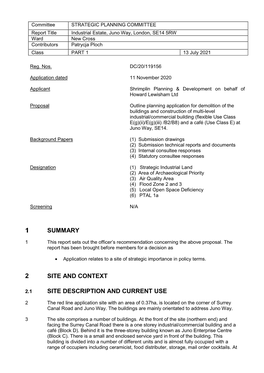 Industrial Estate, Juno Way, London, SE14 5RW (Application No. DC/20