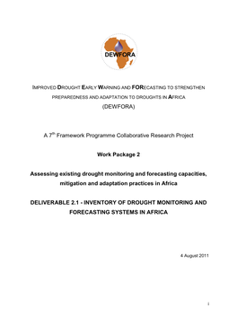 Inventory of Drought Monitoring and Forecasting Systems in Africa