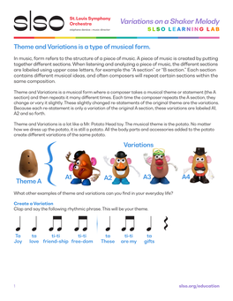 Variations on a Shaker Melody SLS O L E ARN ING L AB