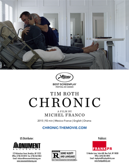 CHRONIC a FILM by MICHEL FRANCO 2015 | 92 Min | Mexico-France | English | Drama