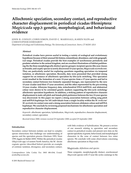 Allochronic Speciation, Secondary Contact, And