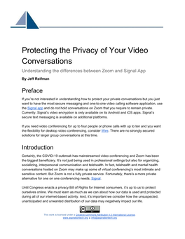 Protecting the Privacy of Your Video Conversations Understanding the Differences Between Zoom and Signal App