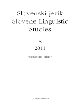 Slovenski Jezik Slovene Linguistic Studies