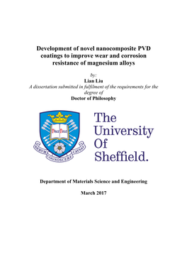 Development of Novel Nanocomposite PVD Coatings to Improve Wear and Corrosion Resistance of Magnesium Alloys