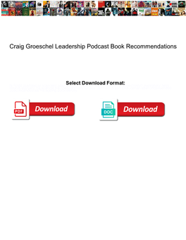 Craig Groeschel Leadership Podcast Book Recommendations