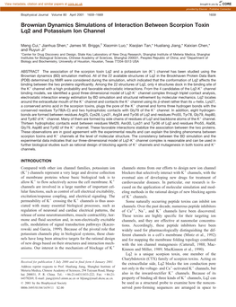 Brownian Dynamics Simulations of Interaction Between Scorpion Toxin Lq2 and Potassium Ion Channel