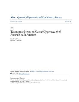 Taxonomic Notes on Carex (Cyperaceae) of Austral South America Gerald A