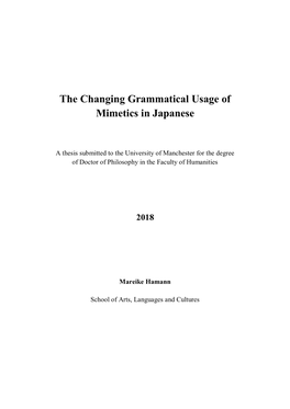 The Changing Grammatical Usage of Mimetics in Japanese