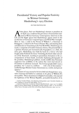 Hindenburg's 1925 Election