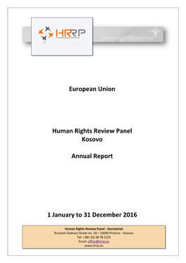 European Union Human Rights Review Panel Kosovo Annual