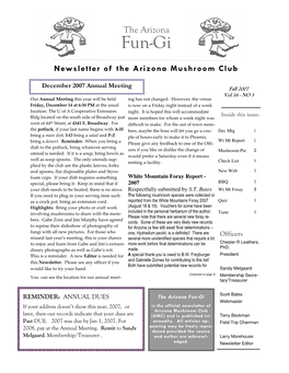 Fall 2007 Vol 16 · NO 3 Our Annual Meeting This Year Will Be Held Ing Has Not Changed