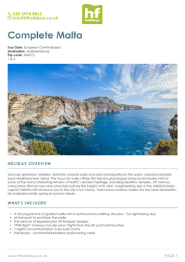 7-Night Malta Guided Walking Holiday